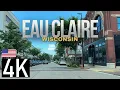 Road Tour of Eau Claire Wisconsin in 4K - Eau Claire River View at Ending