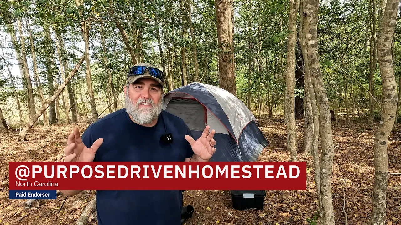 Video thumbnail showing Linda S. cooking and dining with family, sharing a testimonial about 4Patriot emergency survival food products helping during an emergency situation.