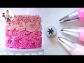 Wilton Tip 1M Pink Ombre Rosettes Cake Swiss Meringue Buttercream