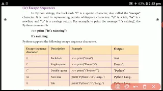 12 cs 5 7 Escape sequence 5 8 python data type