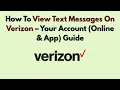 How To View Text Messages On Verizon - Your Account Online App Guide