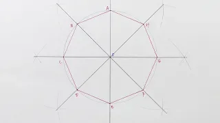 construct a Regular octagon inside a circle Step-by-Step