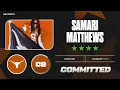 WATCH 4-star CB Samari Matthews Commits to Texas LIVE on 247Sports No 12 CB in 2026
