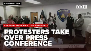 Press conference erupts in chaos as protesters demand answers for Madison police shooting