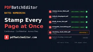 Batch Bates Numbering for Legal PDFs PDF Batch Editor Tutorial