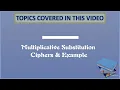 Cryptography and Network Security Multiplicative Cipher