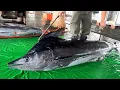 Giant Blue Marlin Cutting Skills in Taiwan Fish Market