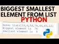 Max Number from List Min Number from List Find Smallest Largest Numbers in a List Python