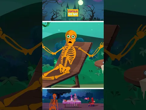 💀La Hermana Esqueleto perdió su ensalada 😱 #shorts #halloween #skeleton #kidssongs  #puebloteehee