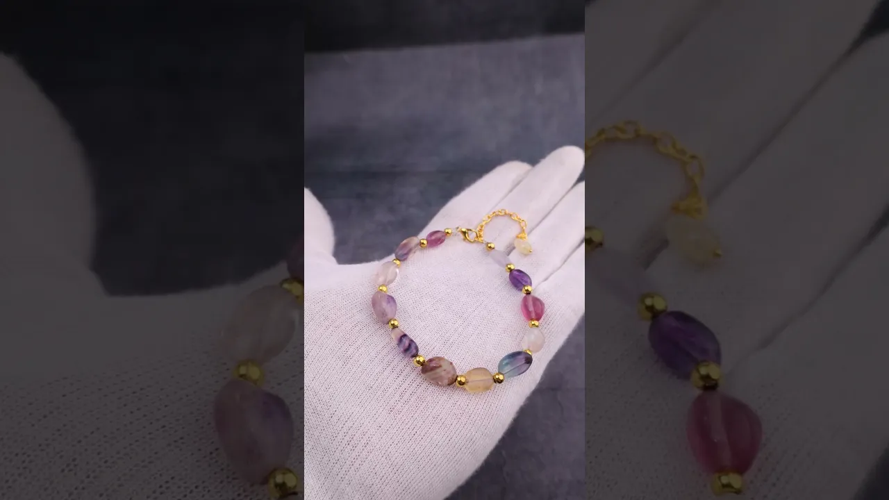 Natural Multi Fluorite Anklet for Focus, Clarity & Emotional Balance