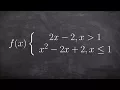 Evaluating a piecewise function for a value