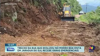 Trecho de rua que deslizou no Morro Boa Vista em Jaraguá do Sul recebe obras emergenciais