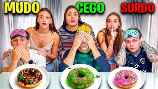 OS NAMORADOS TENTARAM ADIVINHAR O SABOR DO DONUTS CEGO, SURDO E MUDO! BLIND DEAF MUTE CHALLENGE
