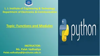 SESSION 17 PYTHON PROGRAMMING EC SEM 5 Functions and Modules