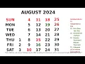 Calendar August 2024