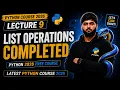 Python Course 2026 Lecture 9 List Operations COMPLETED Python Lists Full Guide