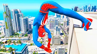 SPIDERMAN CRAZY JUMPS & BEST FALLS #4 😱 (GTA 5 Spider-Man Gameplay Fails)