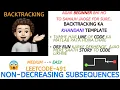 Non-decreasing Subsequences Khaandani Backtracking Template Explanation Live Coding