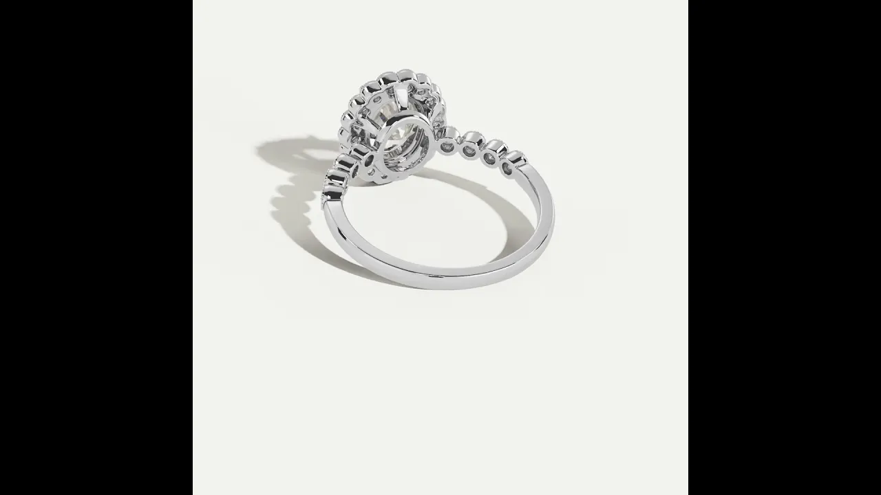 Kelly丨Oval Lab-Grown Diamond Milgrain Halo Engagement Ring