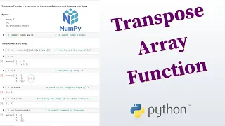 Python Numpy Tutorial - 12 Transpose Array Function np transpose