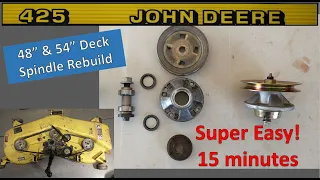 John Deere 425 48 54 Deck Spindle Rebuild - EASY