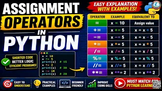 Assignment Operators in Python Complete Tutorial with Examples for Beginners