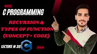 Recursion in c Types of Functions C Programming lecture 28