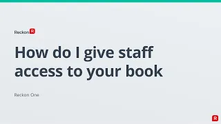 RECKON ONE - How do I give my staff access to my book