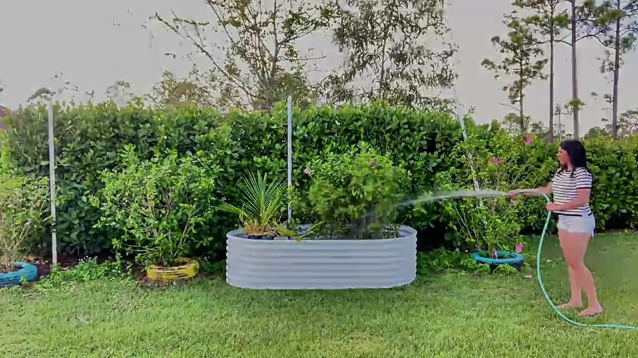 8x4x2ft White Oval Galvanized Modular Metal Raised Garden Bed
