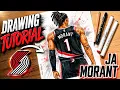 How to draw NBA player Ja Morant Portland Trail Blazers