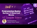 Programming Basics Syntax Reserved words - 10 Class Computer Science
