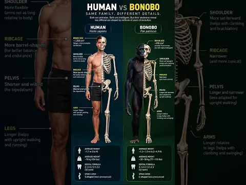 Human vs Bonobo Anatomy EXPOSED! π¦΄π #shorts