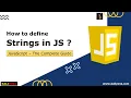 JS Strings String Functions Concatenation JavaScript Tutorial Kaliyona In Kannada