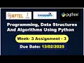 Programming Data Structures And Algorithms Using Python week 3 nptel answers DSA using python 2025