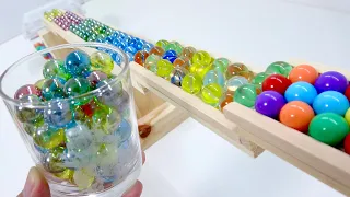 Marble Run ☆【Various wooden courses】Homemade Stepped Ramp, An insect cage with water in it ASMR #161