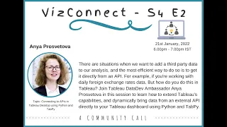 VizConnect CONNECTING TO APIS IN TABLEAU DESKTOP USING PYTHON TABPY