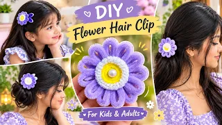 🌸 DIY Pipe Cleaner Flower Hair Clip 💜 Easy Handmade Hair Accessory | Cute Flower Tutorial