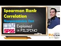 Spearman Rank Correlation Data Analysis in IBM SPSS Explained in Filipino