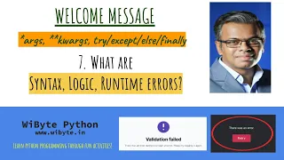 7 Welcome Message What are Syntax Logic and Runtime errors