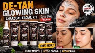 Professional De-Tan Facial at Home | Step by Step Charcoal Facial Kit Tutorial | Instant Glow ✨ 