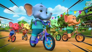 5 Mote Hathi Cycle Race 🚲 | 5 मोटे हाथी | Hindi Kids Rhymes - Zappy Zoo