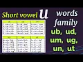 short vowel u cvc words short u sound word family