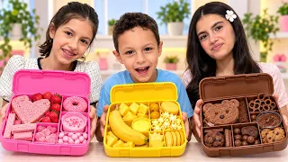 تحدي لانش بوكس المدرسة بلون واحد 💛🧡❤️