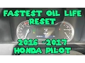 Oil light reset 2016 2017 Honda pilot