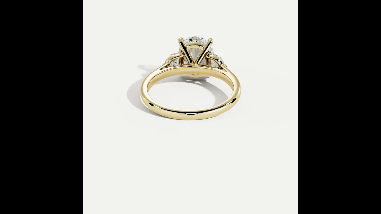 Ophelia丨Oval Lab Diamond Trilogy Engagement Ring with Half-Moon Side Stones