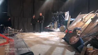 Throwback Behind the GH scene of Steve Burton and Kelly Monaco doing action stunts 18
