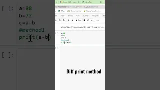 2-SUBTRACT TWO NUMBERS IN PYTHON Diff print methods
