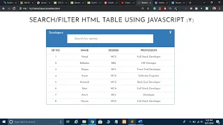 Create a Search Bar Filter Table using JavaScript in Hindi