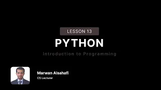 Introduction to Programming using Python lesson 13