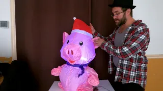 Airblown Inflatables Christmas PIG Wearing A Scarf GEMMY Inflatable Unboxing Setup Review  Airblown Inflatables Christmas PIG Wearing A Scarf GEMMY Inflatable Unboxing Setup Review